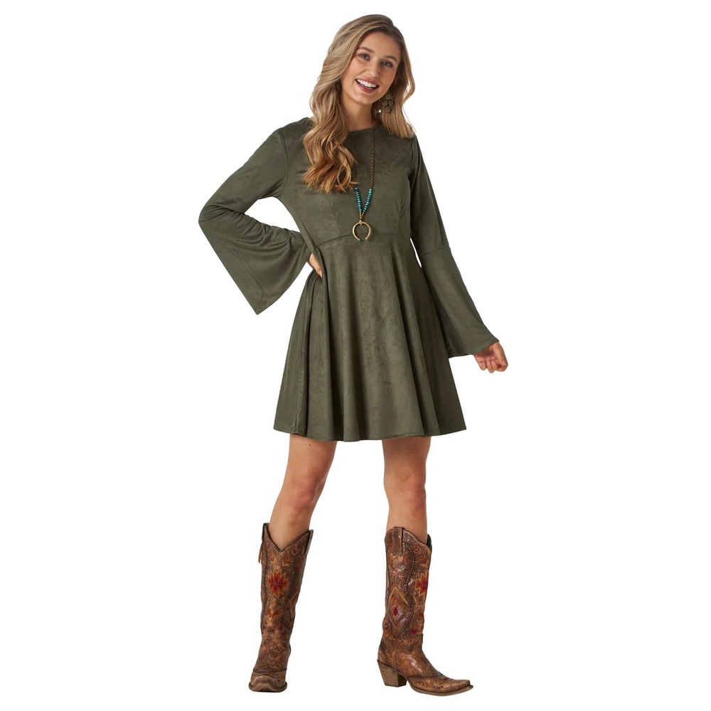 Wrangler Green Long Sleeve Mini Dress